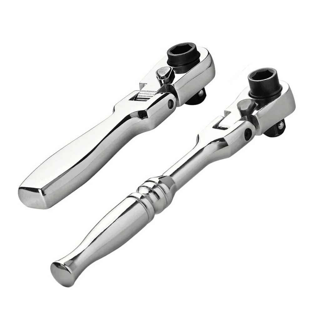 

Ratchet Wrench Chrome-vanadium Steel Quick Socket Wrench Spanner 180 Degrees Folded Heads Rectangular Round Handle Repair Tool