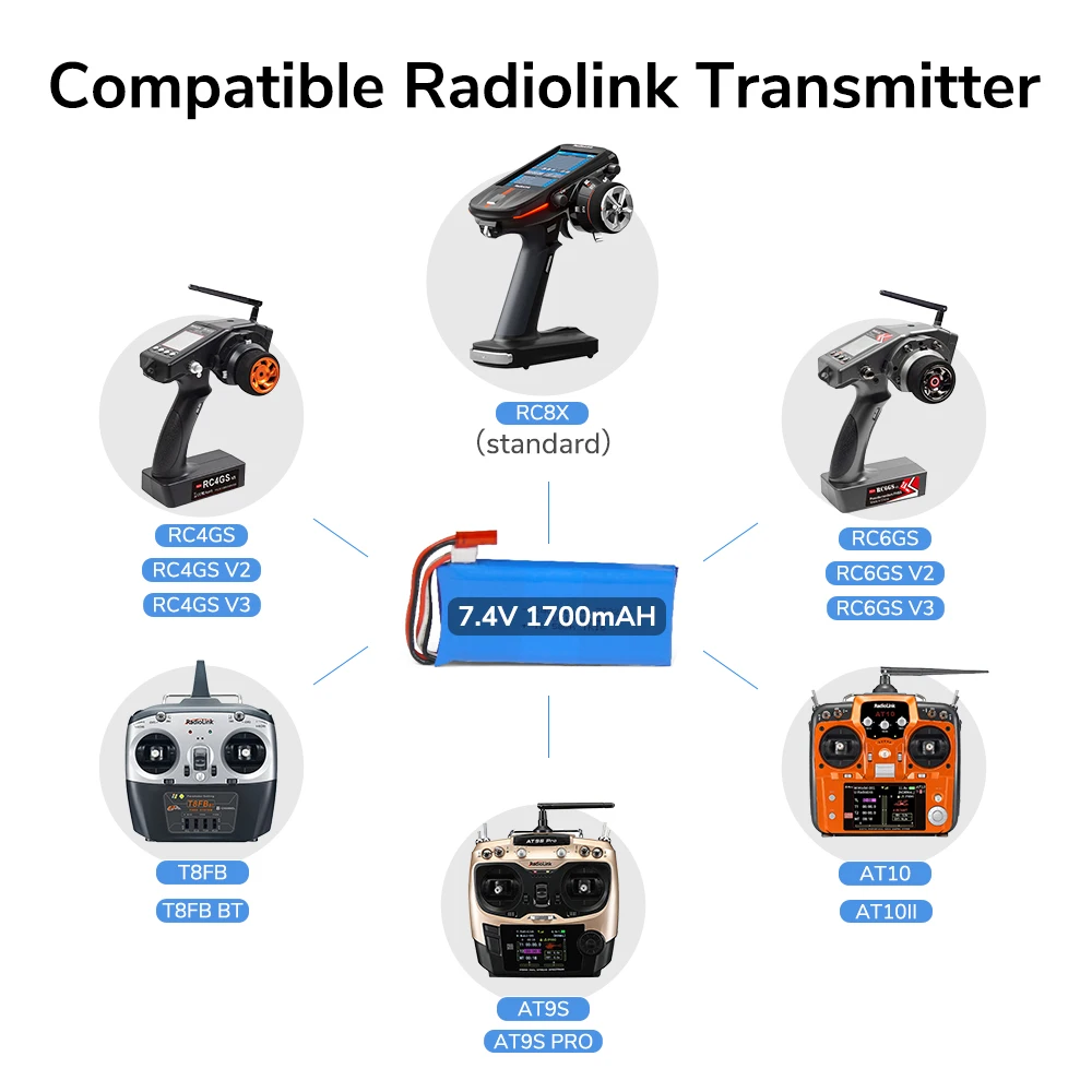 Radiolink RC8X　　バッテリー付き 充電器付きRadioLink-RC8X個のバッテリー,8ch送信機,7.4v