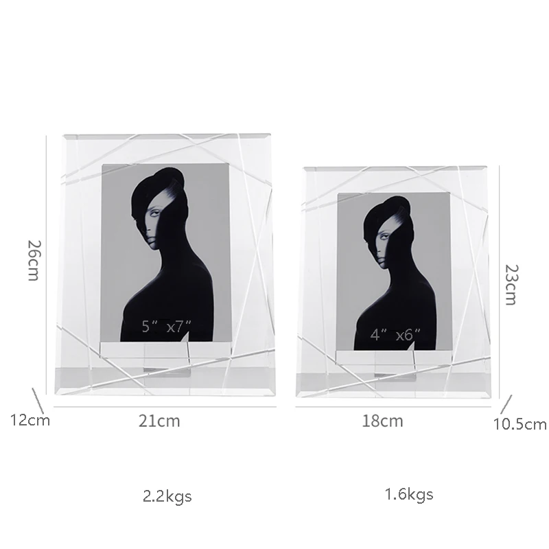 모던 럭셔리 클리어 K9 크리스탈 그림 사진 프레임, 가정용 탁상 장 직사각형, 4x6, 5x7 인치