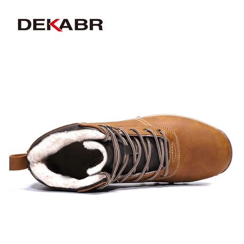 DEKABR 남성용 천연 가죽 부츠, 따뜻한 모피, 수제 스노우 부츠, 방수 작업 앵클 부츠, 하이탑 남성 신발, 겨울 2