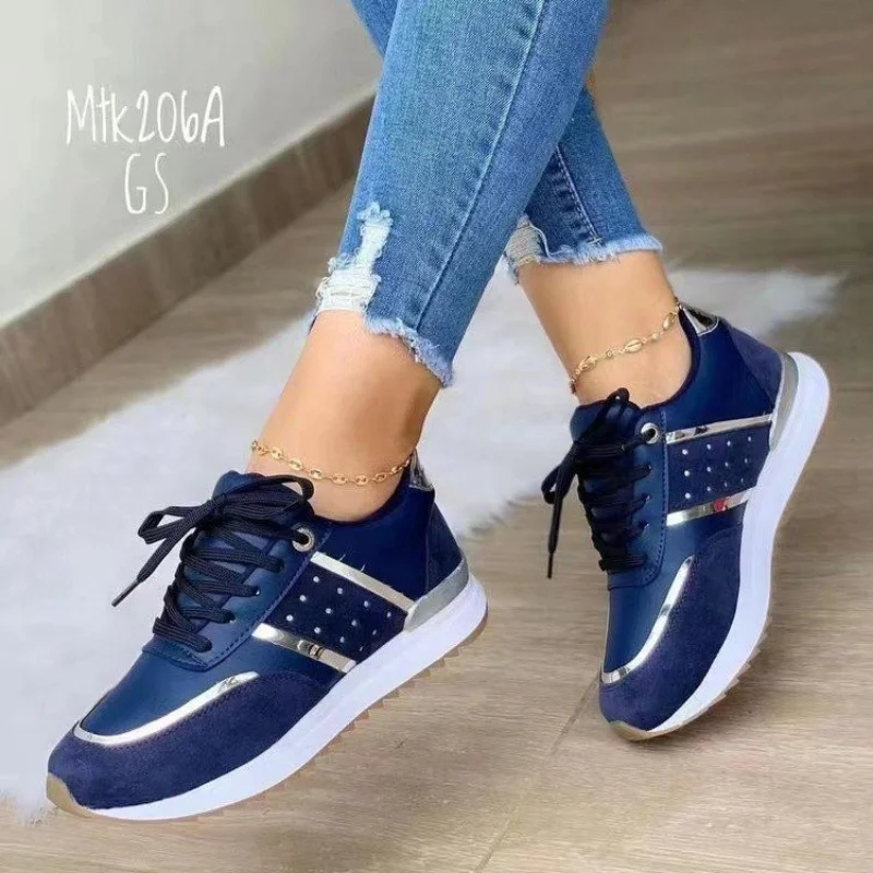 Women Sneakers Casual Shoes Comfortable Mesh Lace-Up Ladies Sport Shoes Wedges Chunky Women's Vulcanized Shoes Females Sneakers 5