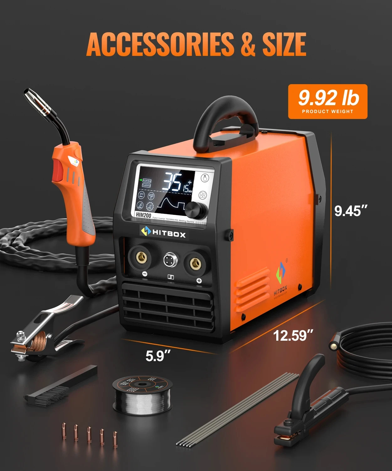HITBOX Welding Machine Lift TIG MMA 3 In 1 HIM200 Gas Shielded MIG Gasless Single Voltage 220V Supports The Use Of Drawing Guns