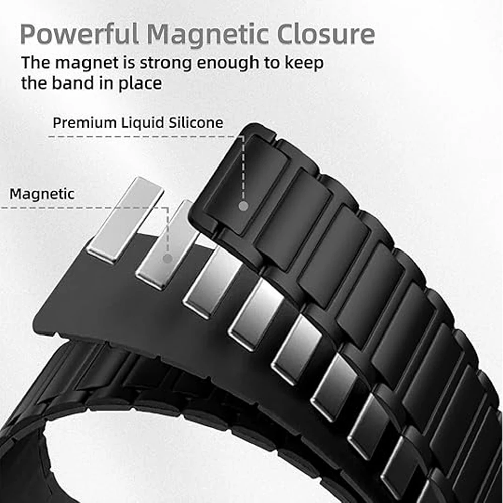 Magnetic Silicone Bracelet Band, 20mm/22mm Strap - Universal Fit