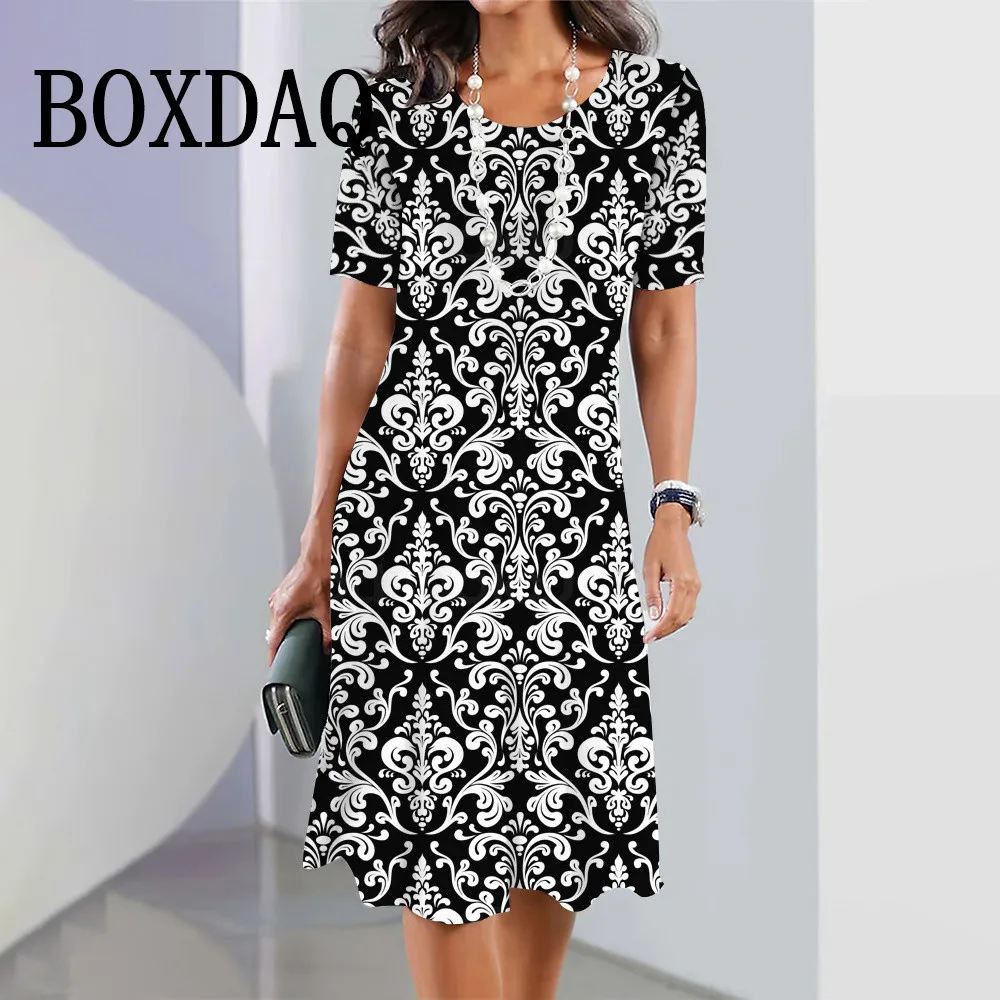 2025 verão vestidos femininos estilo boêmio retro casual impresso floral feminino elegante e elegante vestidos de festa de manga curta 7 S0e8b630c4e7e43e38bb277b361c73957P