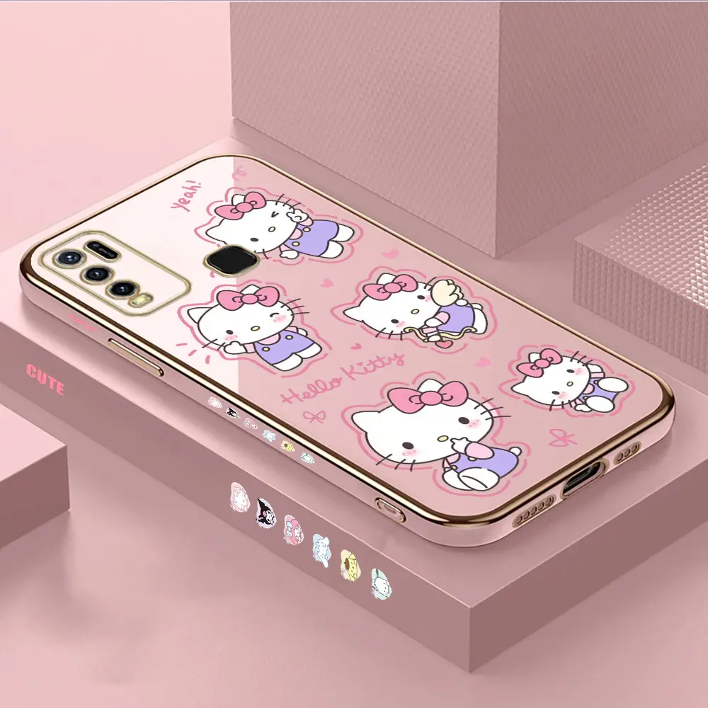 thumbnail image 1 of Funda enchapada de Hello Kitty de dibujos animados para Motorola Moto G60, G53, G52, G50, G40, G30, G22, G10, G9, G8, E20, E7, E7I, Power Plus Play Cover, 1 of 5