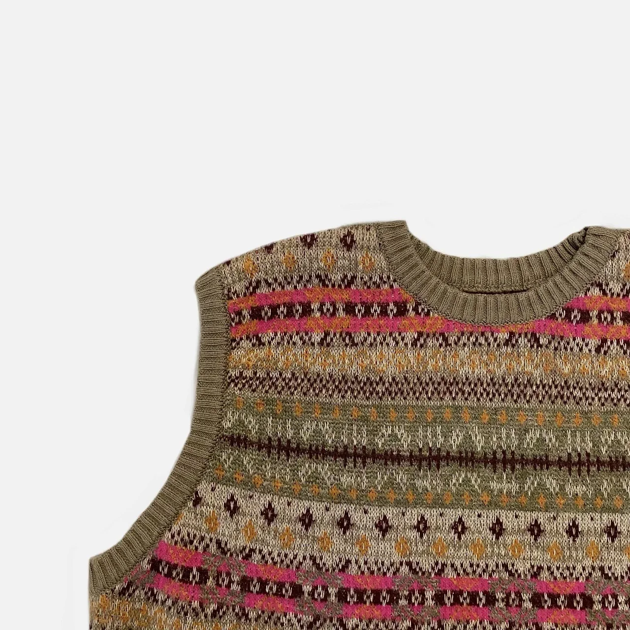 Kapital Vintage Non Hirata Hiroshi Bone Skeleton Japan Flower Stripe Knit Round Neck Men's Pink Loose Print Sweater Vest