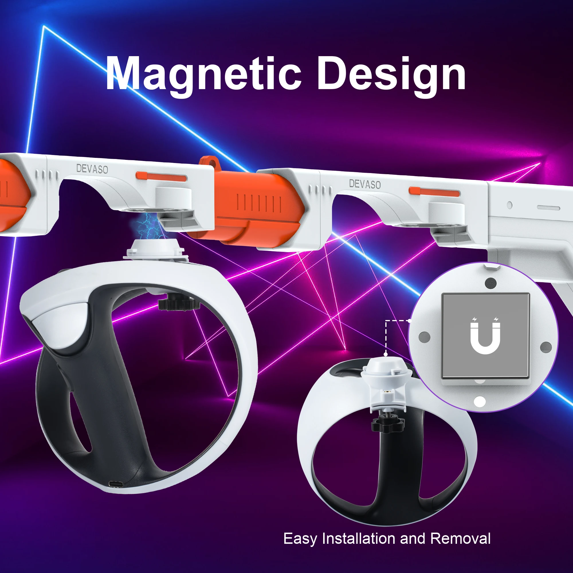 Magnetic VR Gun Stock for PSVR2, 3-in-1 Changing VR Handle Accessories for Playstation VR2,Enhance FPS Gaming Experience 3