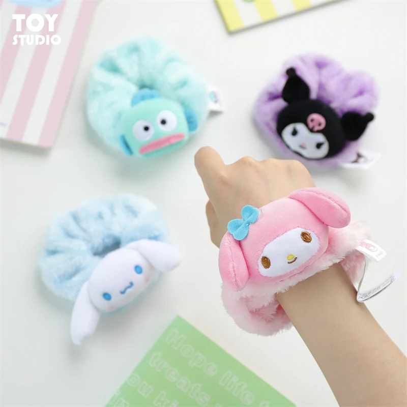 Sanrio Hello Kitty Anime Kuromi Melody Plush Hair Ties Anime Hair Cinnamoroll Ring hair band Cartoon Cute Birthday Gift For Girl 3