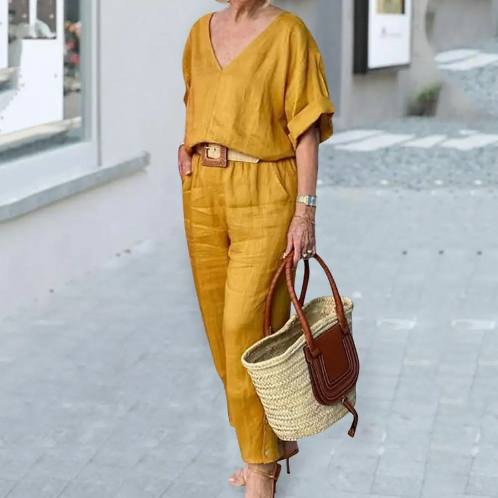 

2 Pcs/Set Stylish Fall Top Pants Suit Anti-pilling Leisure Top Pants Suit Wide Leg High Waist