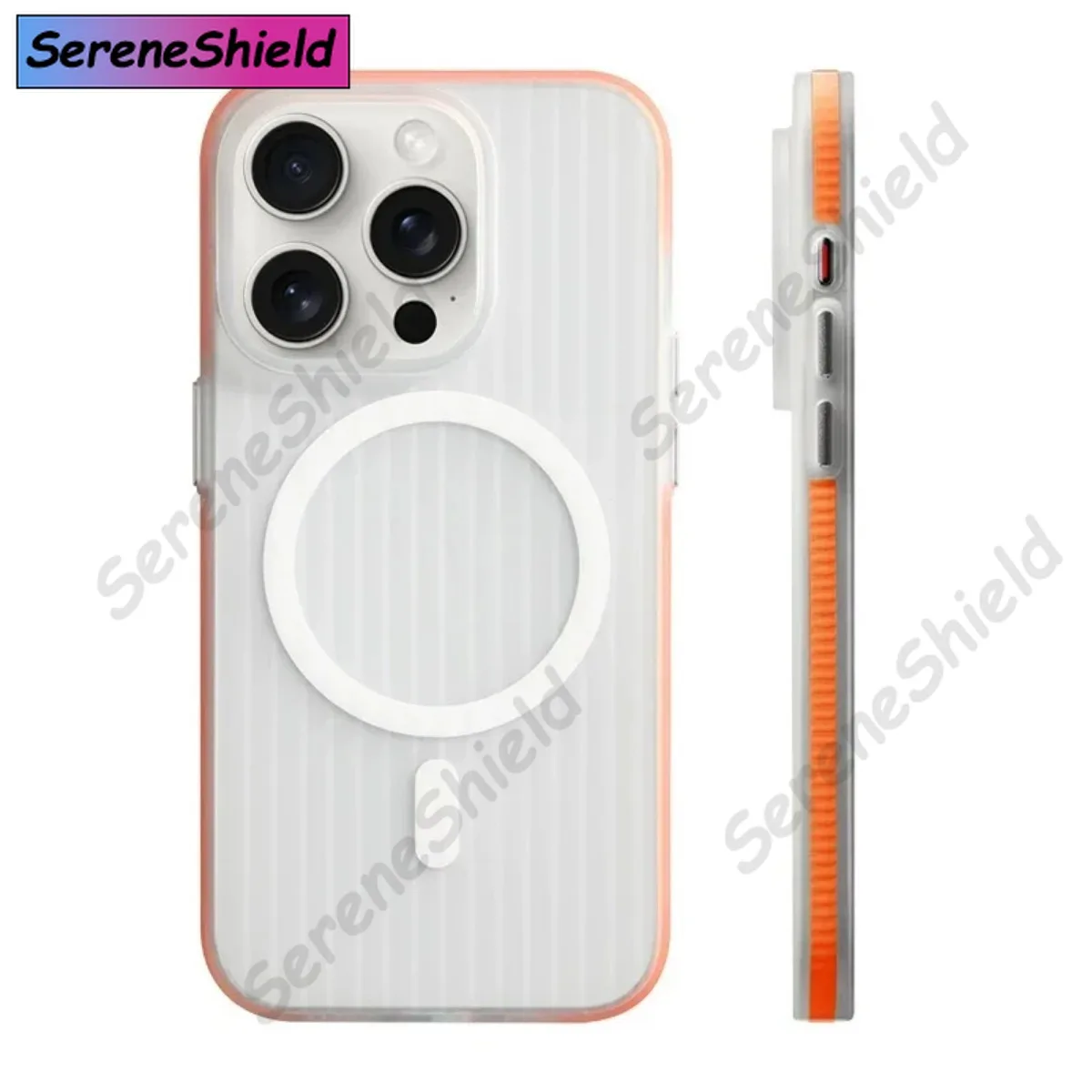 Geometric 3D Stripes MagSafe Wireless Charging Phone Case with Anti-Fall Bumper and Frosted Finish