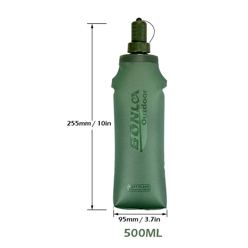 Folding Water Bottle 500ml TPU Outdoor Sport Bottle for Running Camping Hiking Bicycle Fitness Water Bag