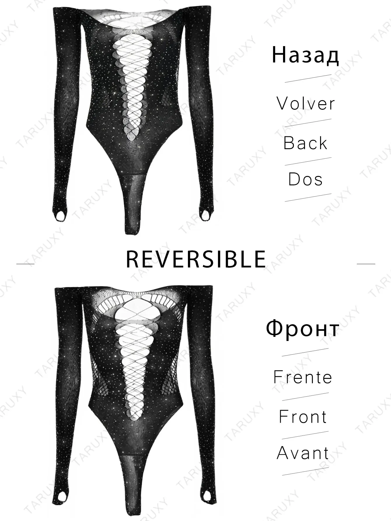 Crystal Mesh Sexy Bodysuit Lingerie Black See Through Backless Hollow Out Bodysuit Nightclub Party Hot Workwear Playsuit