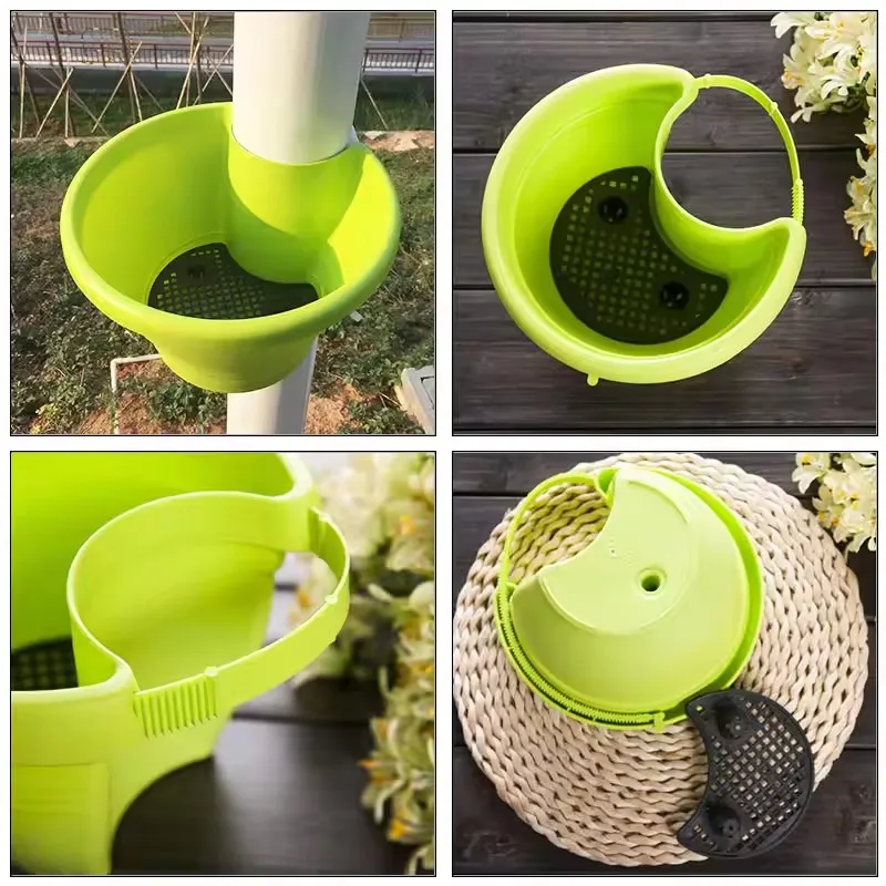 Vaso de flores pendurado cesta criativa armazenamento calha downspout vaso de flores interior &uacute;til corrim&atilde;o pendurado plantador flower pot plant pot