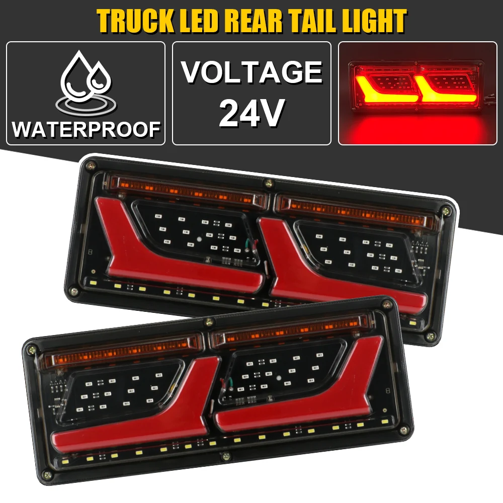 

Truck LED Tail Light For Trailer Car Truck Turn Indicators Warning Lights Waterproof Rear Brake Stop Lamp A Pair 24V