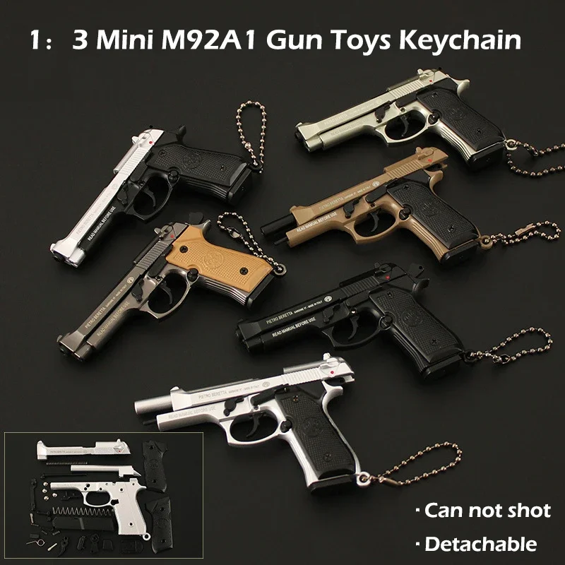 

NEW High Quality 1: 3 Mini Beretta M92A1 Detachable Toy Keychain Alloy Pistol Pendant Creative Toys