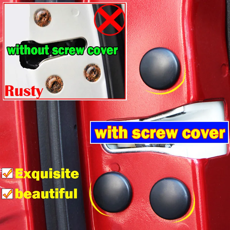 Universal Car Door Lock Screw Protector Cover Scerws Cap Caps Anti-Rust Interior Trim Covers 24Pcs