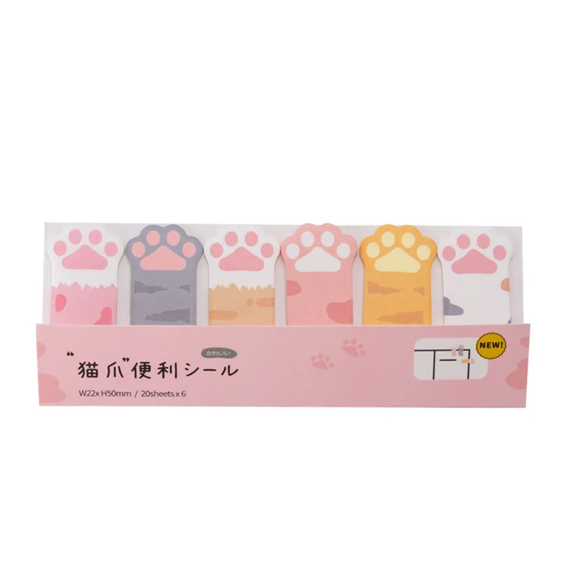 Sticky notes kawaii stationery cartoon cat paw memo pad bookmark flags index tab label paper stickers