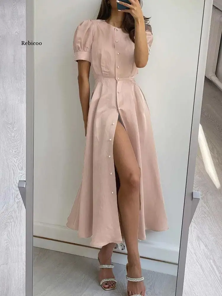 

Women Party Dress Sexy Side Split Summer Dresses for Women 2022 Sundress Elegant Evening Robe Female Clothing Slim