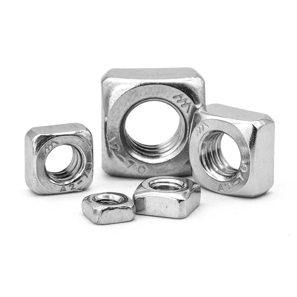 Dadi Quadrati In Acciaio INOX - Confezione Da 100 Pezzi, Misure M3 M4 M5 M6