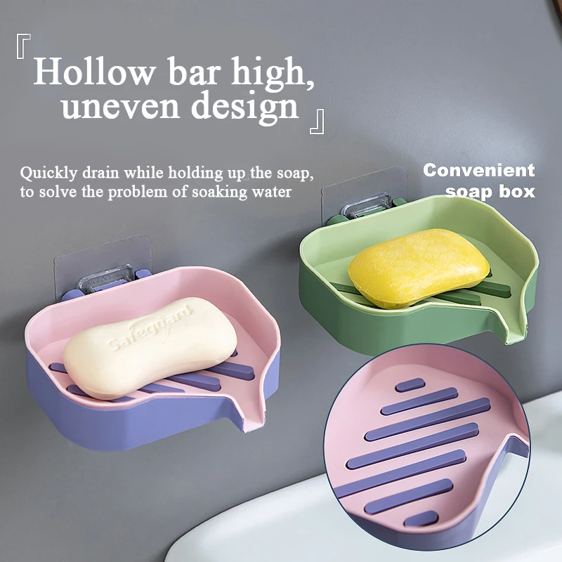 

1PC Soap Box Drain Double-layer Soap Dish Holder Wall-mounted Soap Container Boxes Self Draining Soap Dish Tray Bathroom Tools