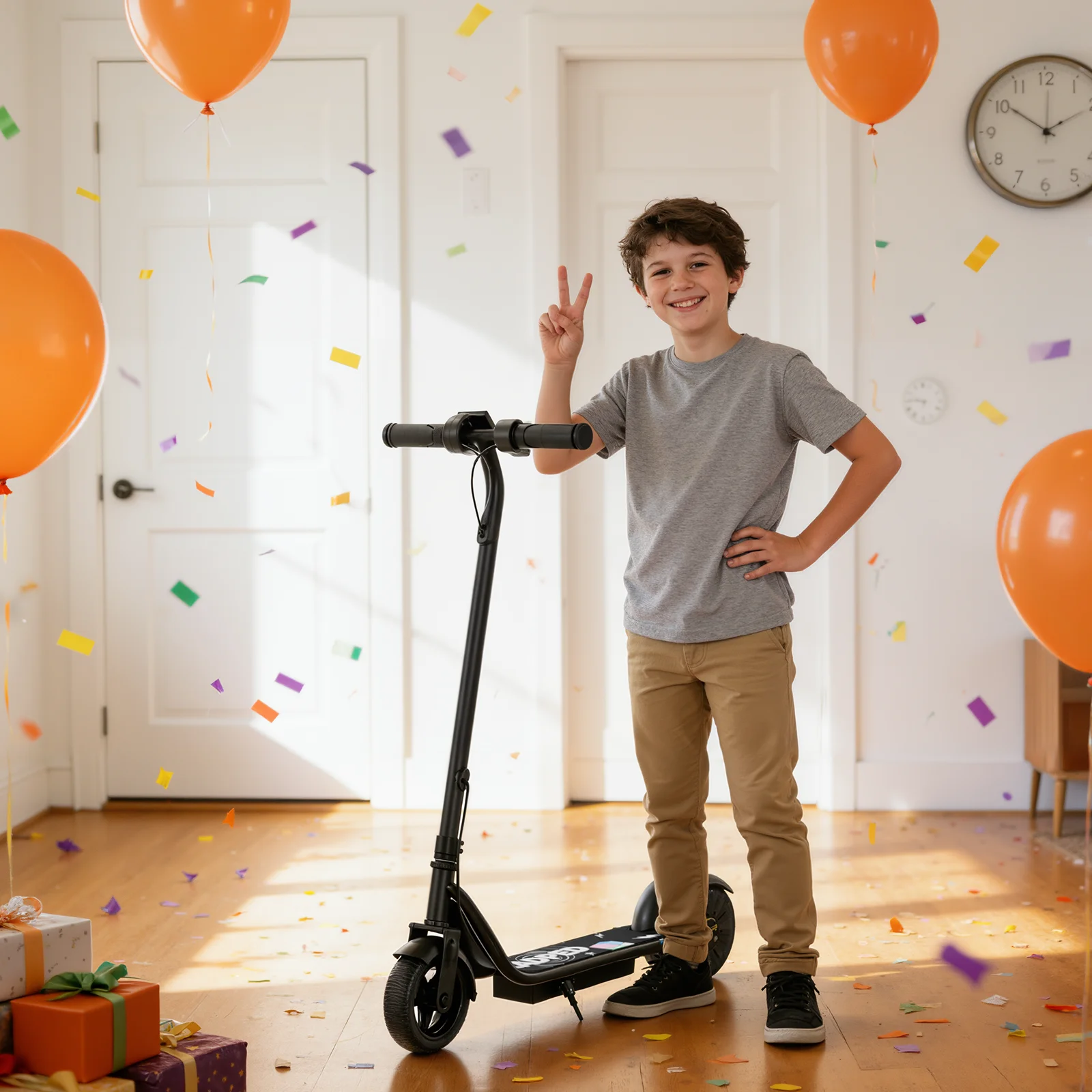 2026 Neuer ATSANT LB65 Kinder-Elektroroller 250W Spitzenmotor 18KM/H 16KM Reichweite Faltbar LED-Bildschirm Farbiges Licht E-Scooter – Detail 14