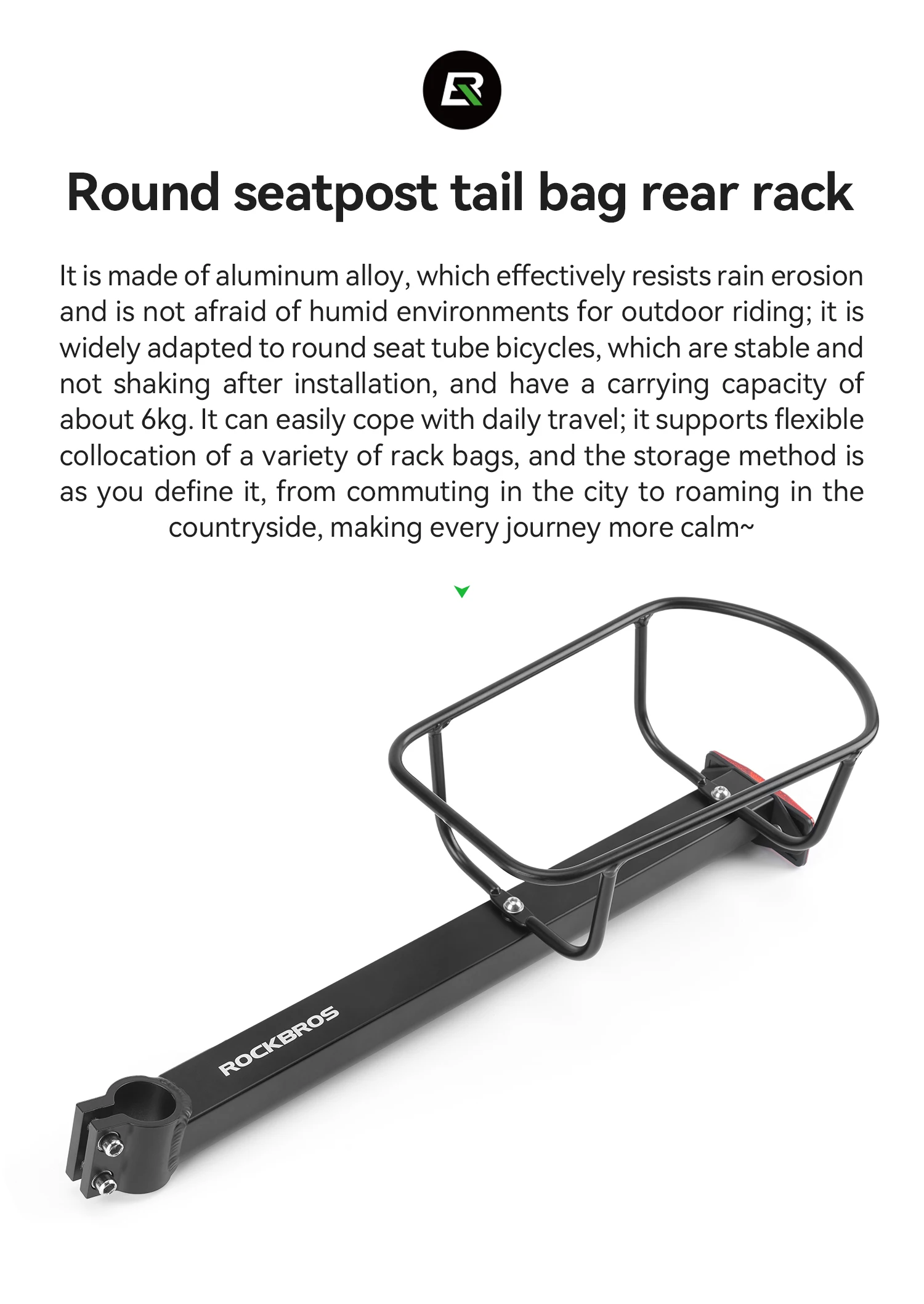 Rear rack side profile on bike