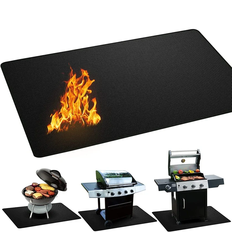 Reusable Large Fiber Coating Fireproof Fire Pit Mat Premium Deck and Patio Grill Mat BBQ Under Grill