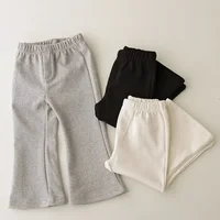 2024 New Baby Autumn Pants Girls Solid Color Elasticity Leggings Cotton Flared Trousers 1-6Y Kids Toddlers Spring Casual Clothes 1