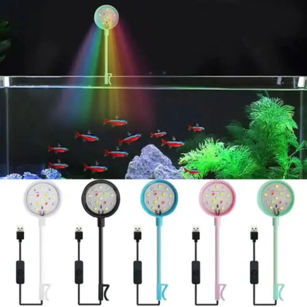 USB 플러그 수족관 미니 램프 LED 어항 컬러 조명 액세서리, 어항 조경, 파충류 동물 크랩, 금붕어 거북이