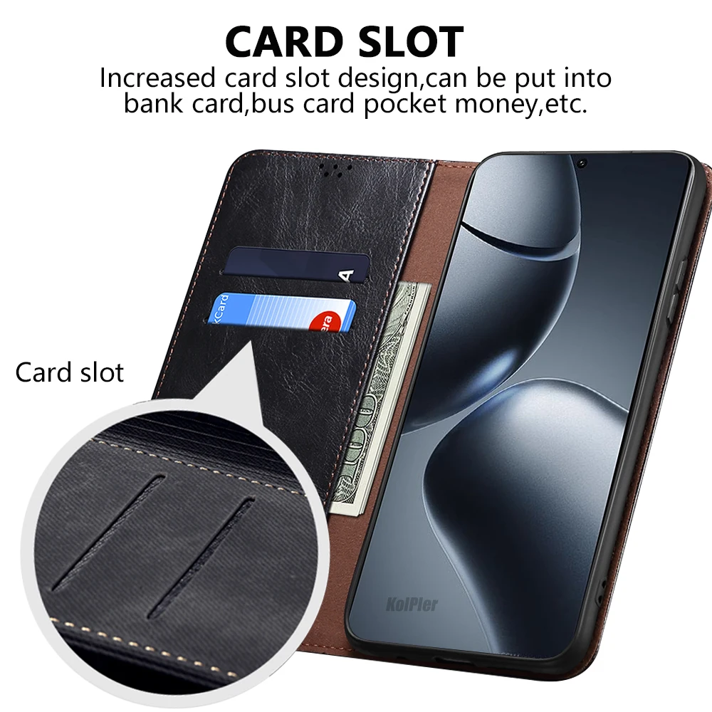 Luxury Leather Flip Wallet Case with Card Slot and Magnetic Stand - Premium Protective Phone Cover