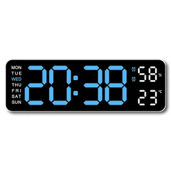 Enhanced LED Night Alarm Clock with Thermometer and Calendar - Minimalist Modern Home Decor Timepiece (Black)