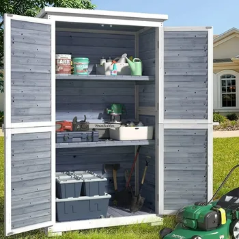 63'' Tall Solid Wood Outdoor Storage Cabinet 1