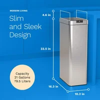 hOmeLabs Automatic Trash Can for Kitchen - Stainless Steel Garbage Can with No Touch Motion Sensor Butterfly Lid 2