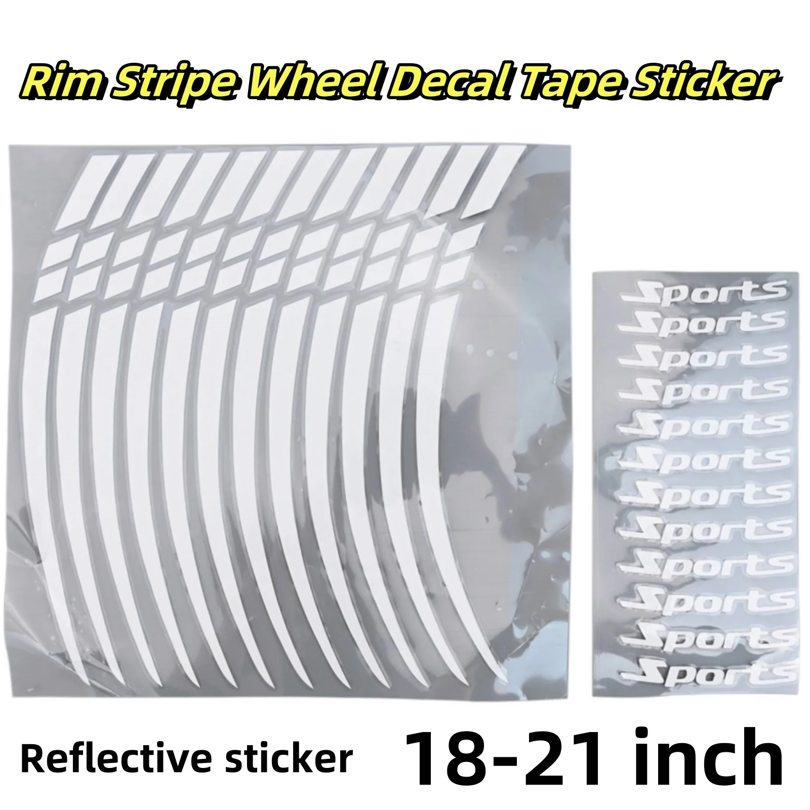 thumbnail image 2 of Motorcycle Wheel Reflective Stripes Decals - 21" Front & 18" Rear Rim Tape Stickers, Blue, 12-Piece Set 2 of 10