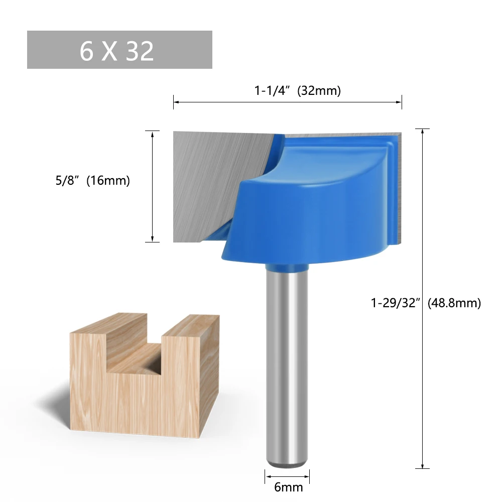 LAVIE 1pc 6mm Cleaning Bottom Bit Straight Router Bit Set Clean Milling Cutter Woodworking Power Machine-C C06006
