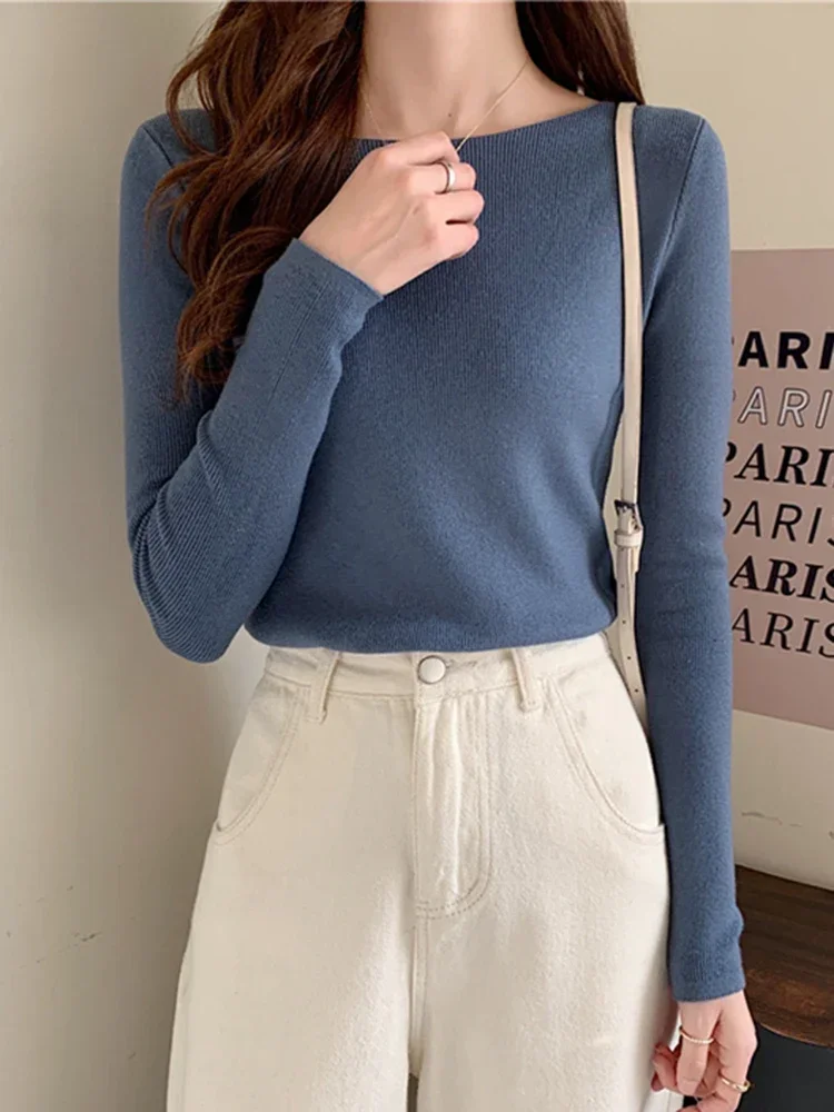 Fashion Ribbed Women Sweater Knitted Soft Pullovers Jumpers Basic Solid Soft Long Sleeve Sweaters For Women Autumn Winter Tops