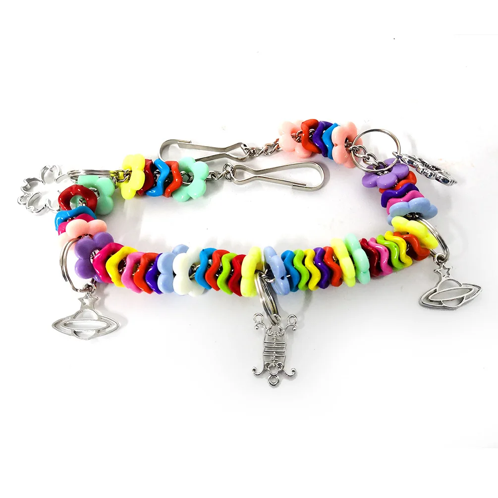 Pet Products Bird Birdcage Accessories Parrot Rainbow Plastic Chain Molar Mouth Bite Bridge Swing Toys 2pc/lot