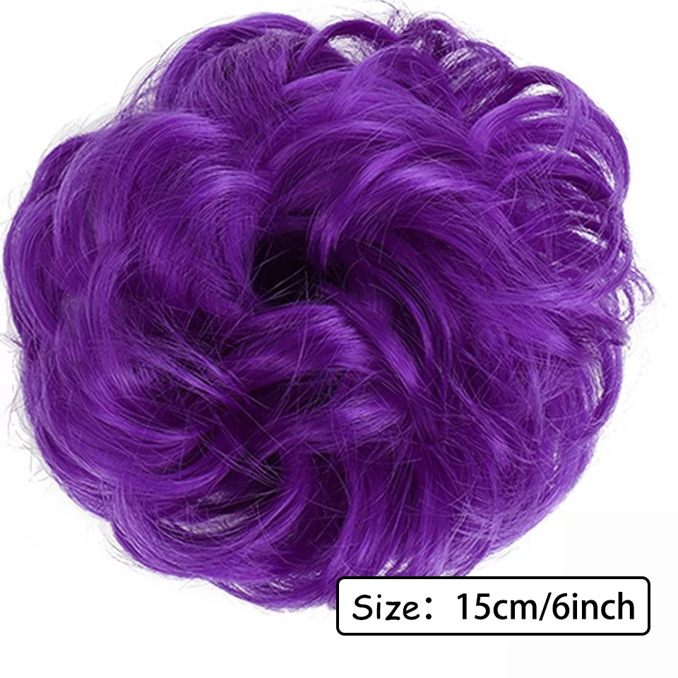 Synthetic Hair Bun Women's Natural Curly Messy Bun Hairpieces Hair Extensions Purple Deep Purple Light Purple With Rubber Band