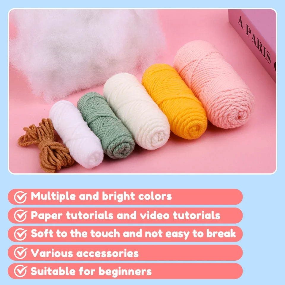 Cute Animals Knitting Crochet Hook for Beginners with Step-By-Step Instructions Non-Finished Material Package
