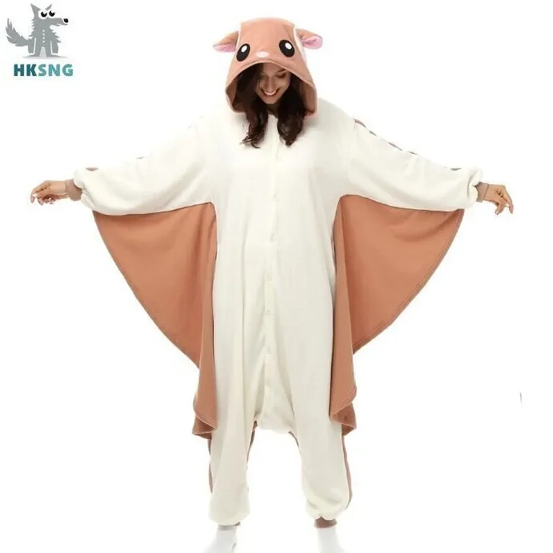 New Animal Adult Kigurumi Flying Squirrel Onesies Party Halloween Mouse Pajamas Cosplay Chipmuck Costumes Sleepwear Jum *o*