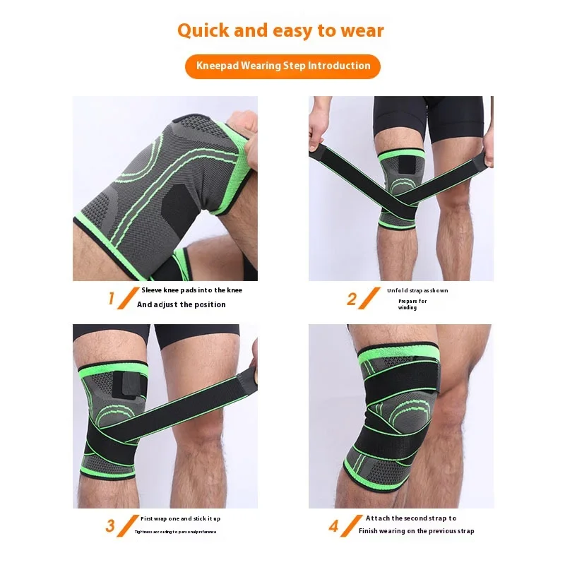 Compression Strap Wrapped Knee Pads for Basketball, Running, Fitness, Cycling
