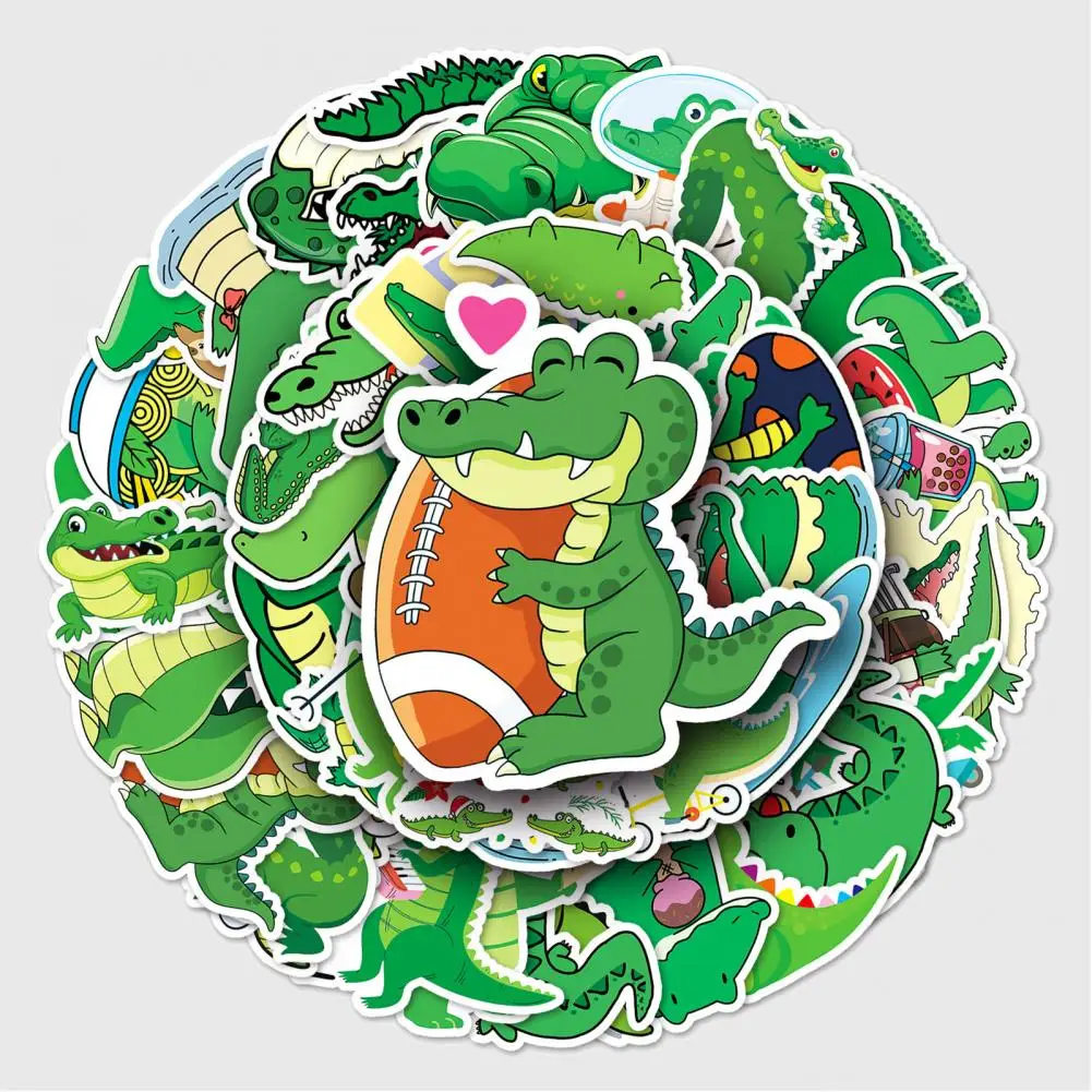 

50Pcs Animal Stickers Self-adhesive Waterproof Graffiti Stickers Cartoon Green Crocodile Pattern Laptop Luggage Decals