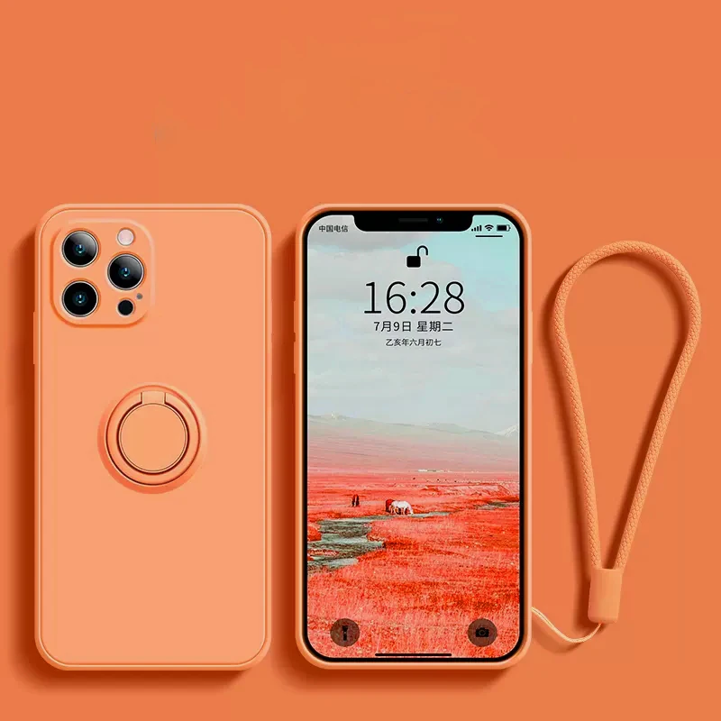 Magnetic Liquid Silicone Case with 360° Finger Ring Holder