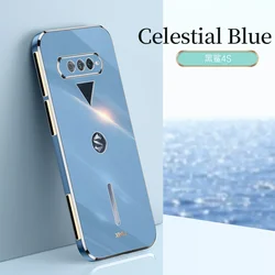 Luxurious Golden Edge Liquid Silicone Shockproof Phone Case - Soft TPU Cover for Black Shark 5 (Celestial Blue)