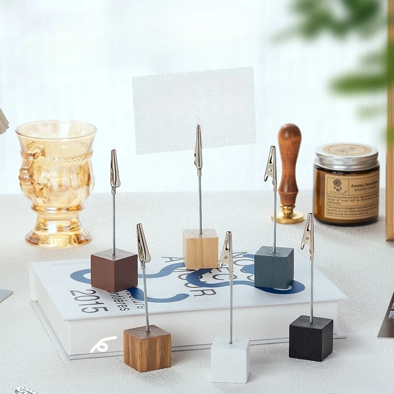 Light Retro Wooden Card Sticky Note Desktop Photo Decorative Clip Fish Clip Message Card Holder 1Pcs