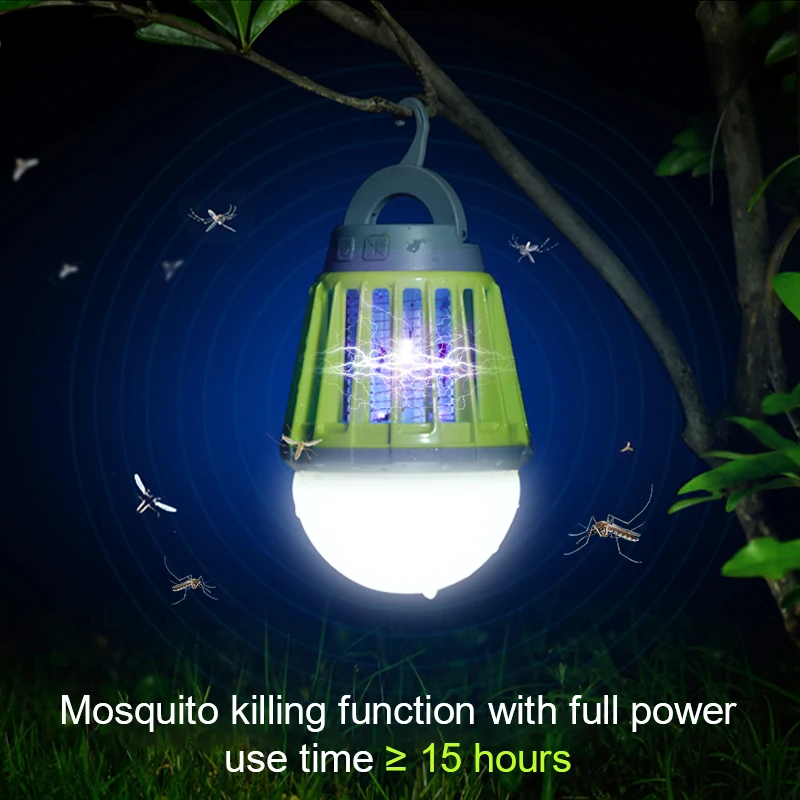 2 In1 Mosquito Killer Lamp Ricaricabile Impermeabile Bug Zapper Light Outdoor Tenda Da Campeggio Repellente Lanterna Eradicator Fly Lamp