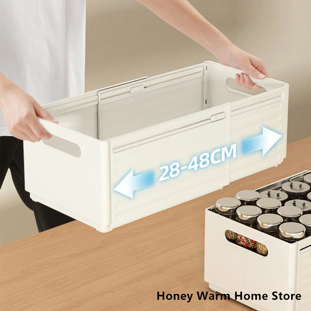 접이식 서랍 정리함 길이 조절 캐비닛 보관함, 쌓을 수 있는 주방 정리함, 가정용 분류 보관함, 1PC