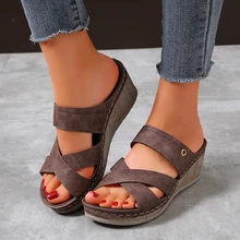 Rimocy – sandales à talons hauts et lanières croisées pour femmes, pantoufles à plateforme en PU, à la mode, bout ouvert, été 2022