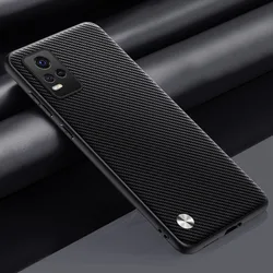 Premium Luxury PU Leather Shockproof Silicone Phone Case Cover for Vivo V20 2021 (Style 2 Black)