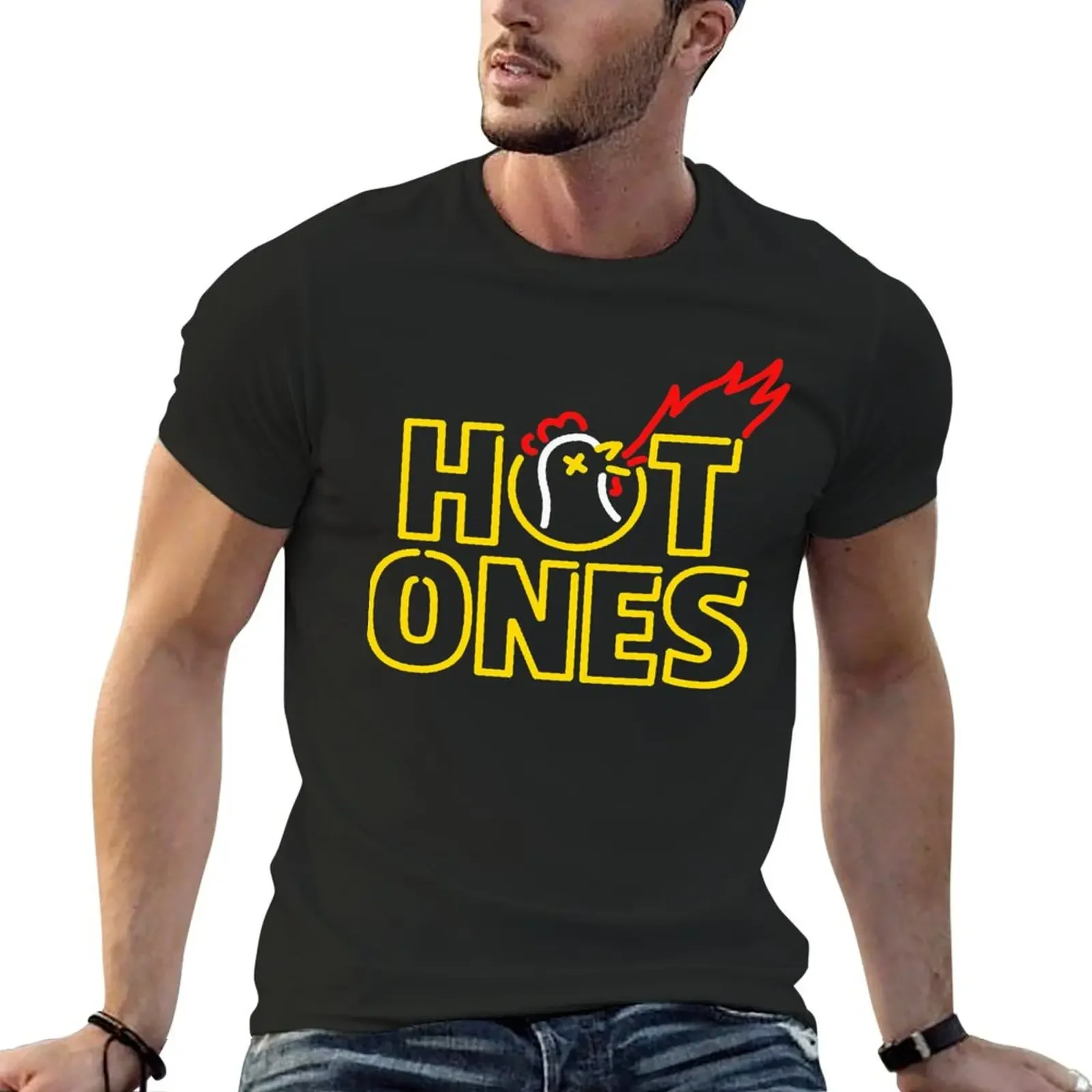

Hot ones T-shirt plain anime clothes black t shirts for men